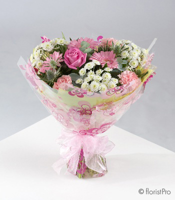 Pretty pink Pearl handtied floral  arrangement