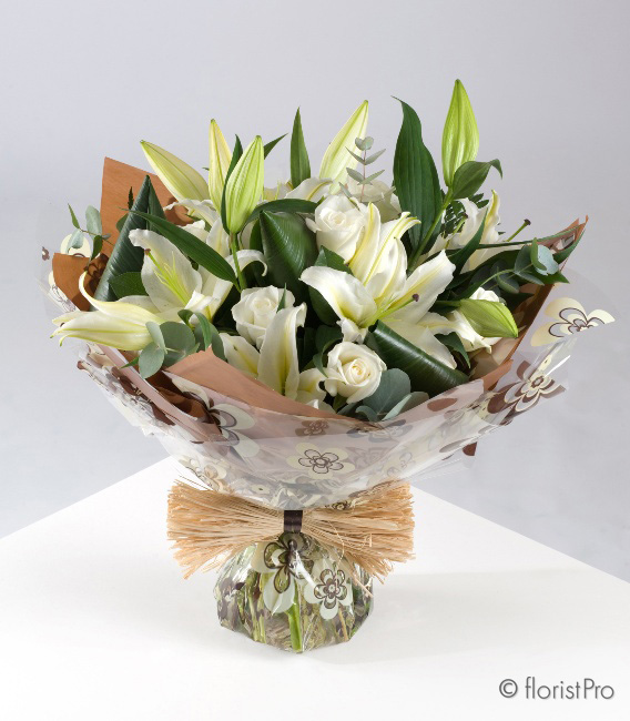 White Rose and Lily Luxury Bouquet in water